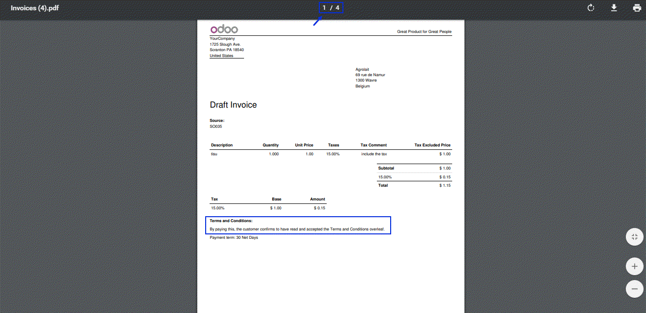 Bloc texte et image Odoo